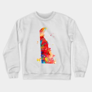 Delaware State Map Watercolor Painting Crewneck Sweatshirt